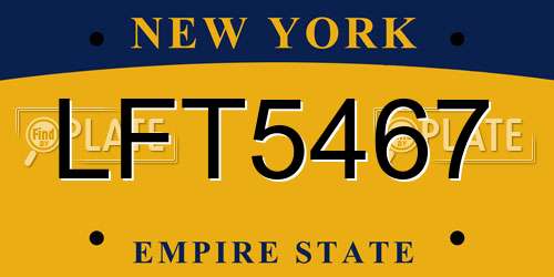 LFT5467 New York License Plate