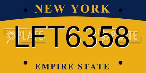LFT6358 New York License Plate