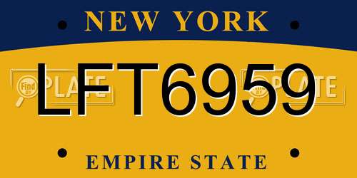 LFT6959 New York License Plate