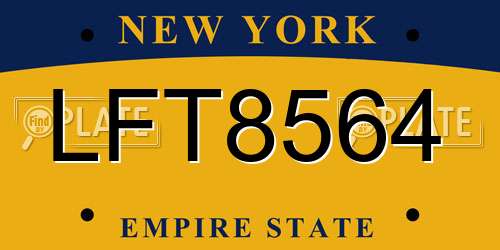 LFT8564 New York License Plate