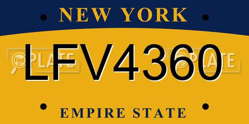 LFV4360 New York License Plate