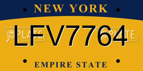 LFV7764 New York License Plate