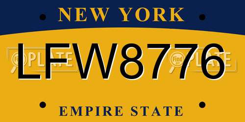 LFW8776 New York License Plate