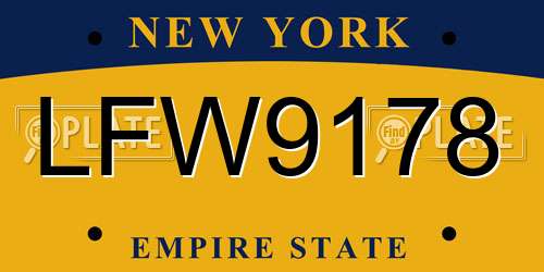 LFW9178 New York License Plate