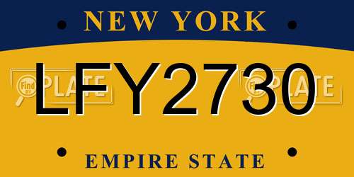 LFY2730 New York License Plate