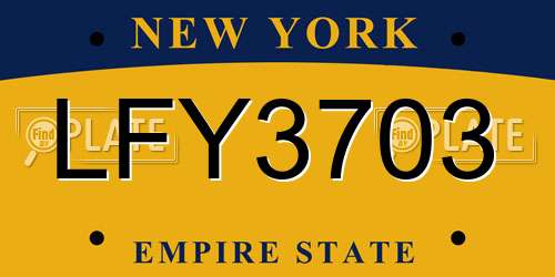 LFY3703 New York License Plate