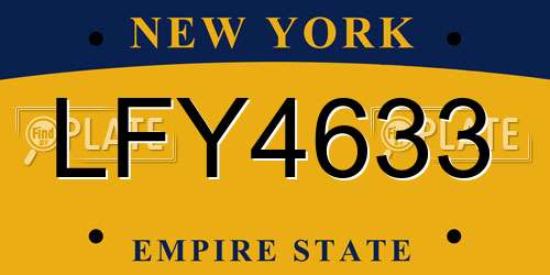 LFY4633 New York License Plate
