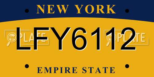 LFY6112 New York License Plate