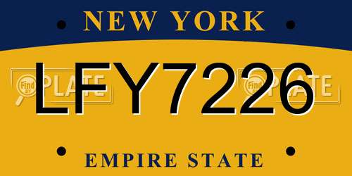 LFY7226 New York License Plate