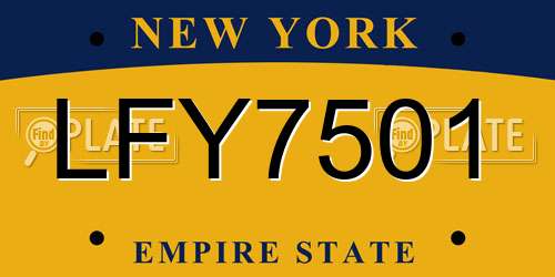 LFY7501 New York License Plate