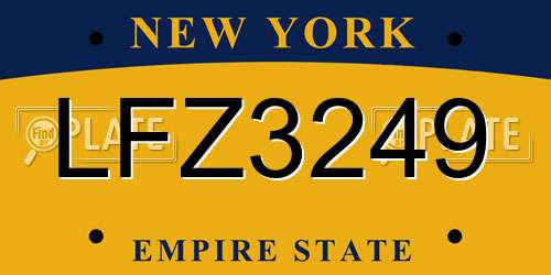 LFZ3249 New York License Plate
