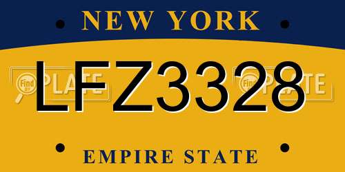 LFZ3328 New York License Plate