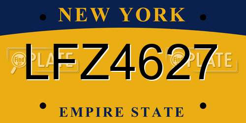 LFZ4627 New York License Plate