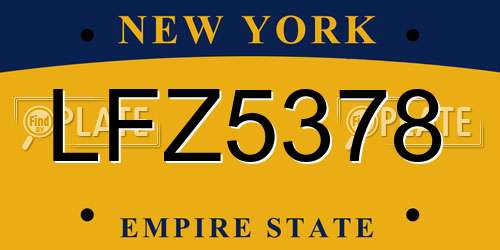 LFZ5378 New York License Plate
