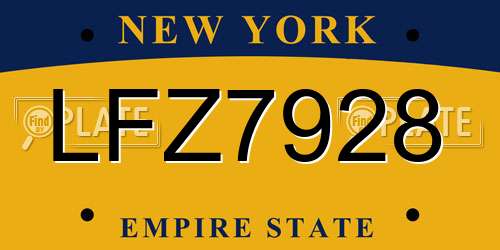 LFZ7928 New York License Plate