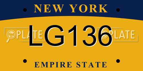 LG136 New York License Plate