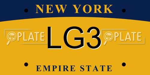 LG3 New York License Plate