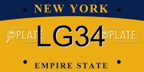 LG34 New York License Plate
