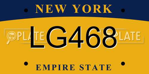 LG468 New York License Plate