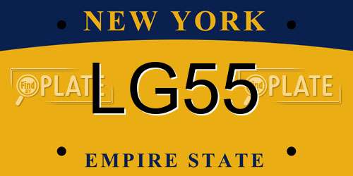LG55 New York License Plate