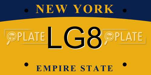 LG8 New York License Plate