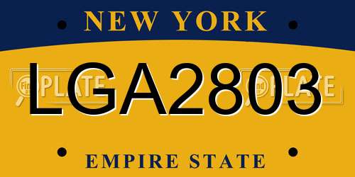 LGA2803 New York License Plate