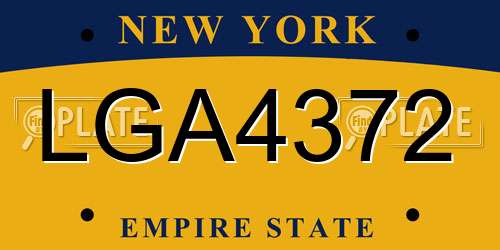 LGA4372 New York License Plate