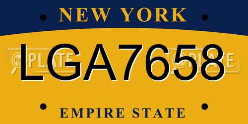 LGA7658 New York License Plate