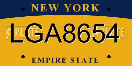 LGA8654 New York License Plate