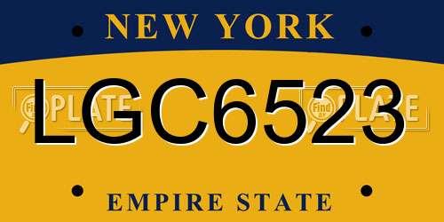 LGC6523 New York License Plate