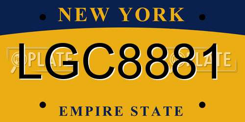 LGC8881 New York License Plate