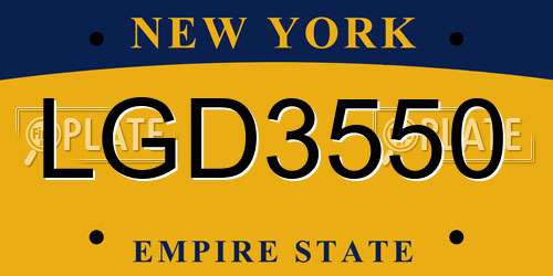 LGD3550 New York License Plate