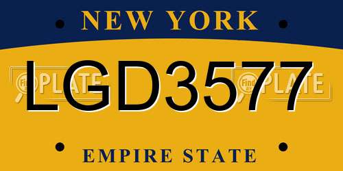 LGD3577 New York License Plate