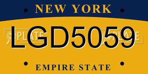 LGD5059 New York License Plate