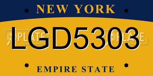 LGD5303 New York License Plate