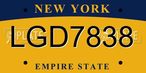 LGD7838 New York License Plate