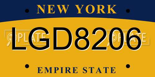 LGD8206 New York License Plate
