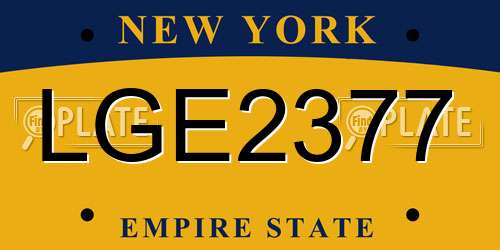 LGE2377 New York License Plate
