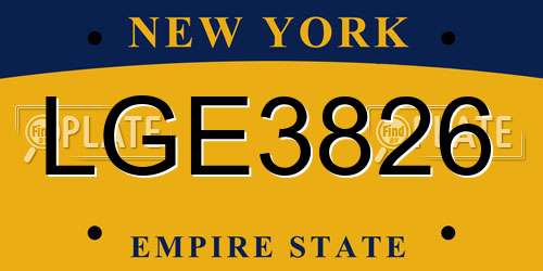 LGE3826 New York License Plate