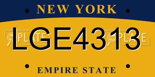 LGE4313 New York License Plate