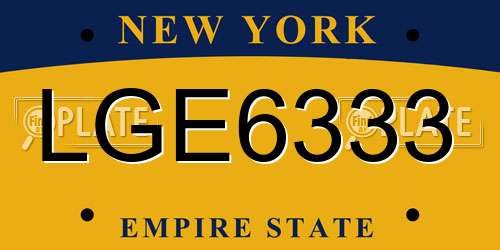 LGE6333 New York License Plate