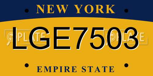 LGE7503 New York License Plate