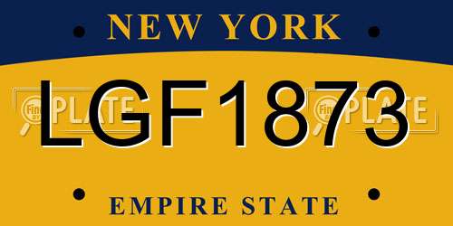 LGF1873 New York License Plate