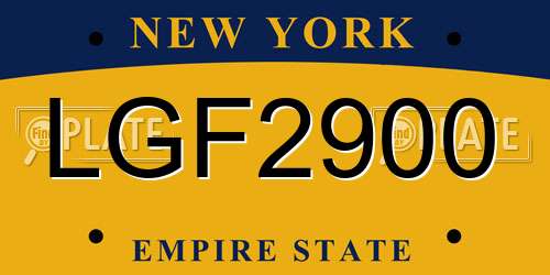 LGF2900 New York License Plate