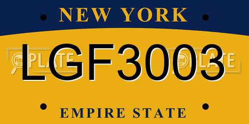 LGF3003 New York License Plate