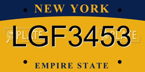 LGF3453 New York License Plate