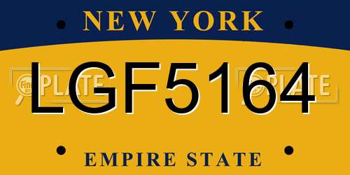LGF5164 New York License Plate