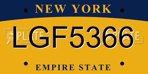 LGF5366 New York License Plate