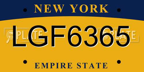 LGF6365 New York License Plate