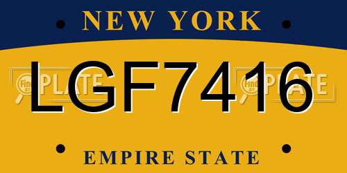 LGF7416 New York License Plate